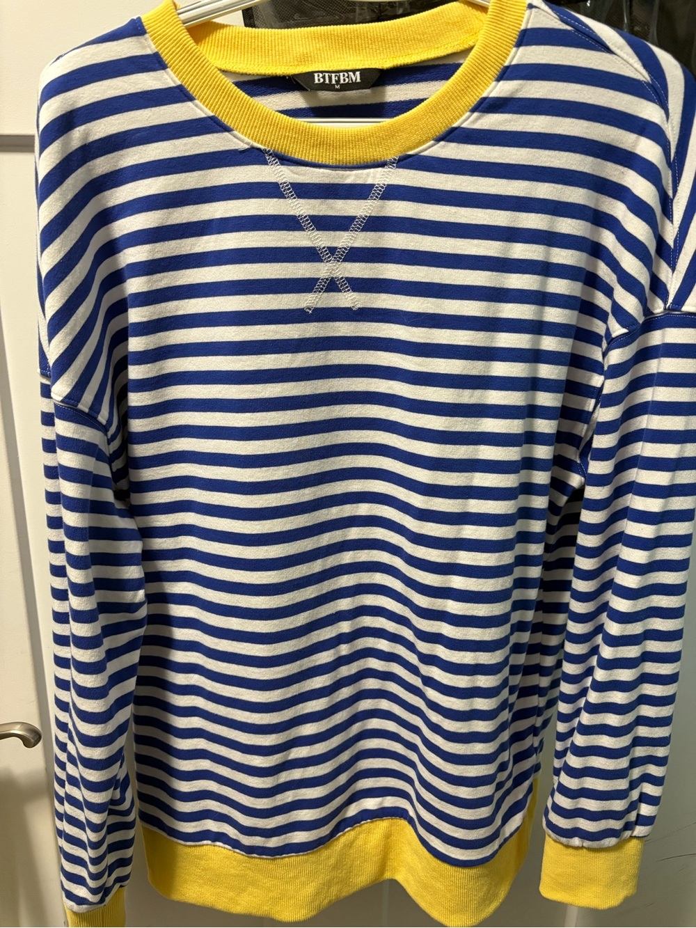 BITEM Striped Blue & White Sweater with Yellow Trim